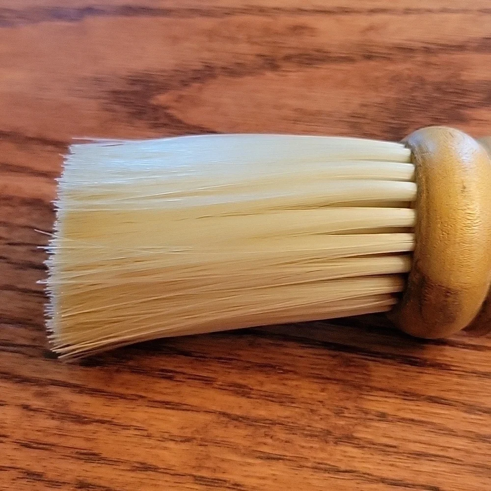 Vintage Barbershop duster brush.  Turned wooden handle with horsehair bristle.